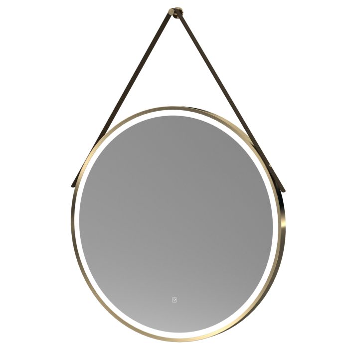 Dezine 800mm Round Brushed Brass Illuminated Mirror with Touch Sensor