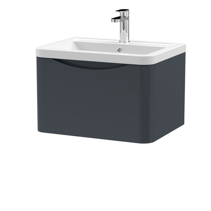 Dezine Derwent 600mm 1 Drawer Satin Anthracite Stort Hung Vanity Unit