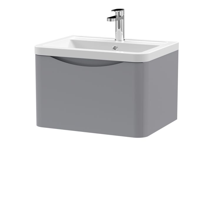 Dezine Derwent 600mm 1 Drawer Satin Grey Stort Hung Vanity Unit