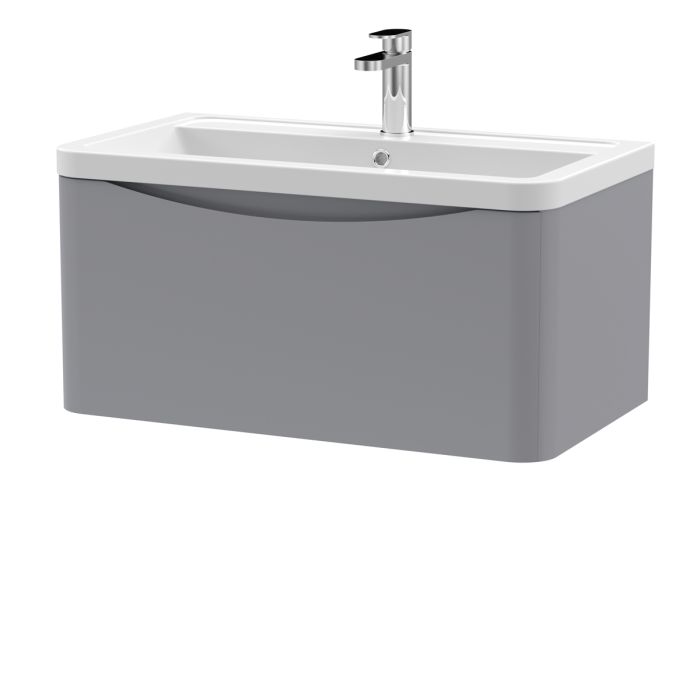 Dezine Derwent 800mm 1 Drawer Satin Grey Stort Hung Vanity Unit