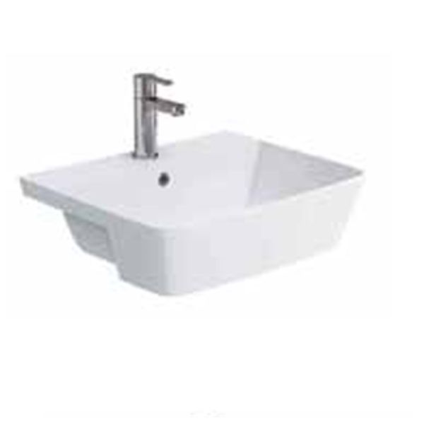 Dezine Irviner Semi Recessed Basin - 550mm Wide - White