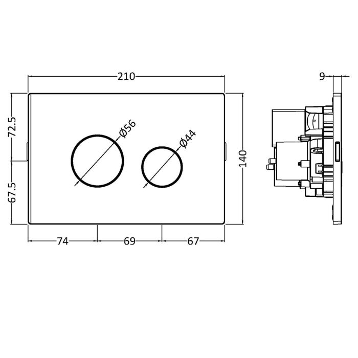 Dezine Chrome Dual Flush Plate