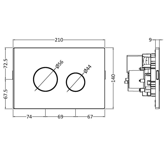 Dezine Matt Black Dual Flush Plate