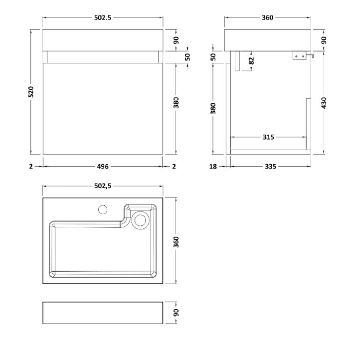 Dezine Ithon 500mm Gloss White Stort Hung Vanity Unit