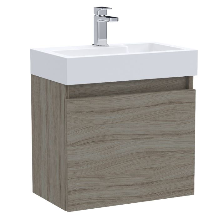 Dezine Ithon 500mm Nithline Driftwood Stort Hung Vanity Unit