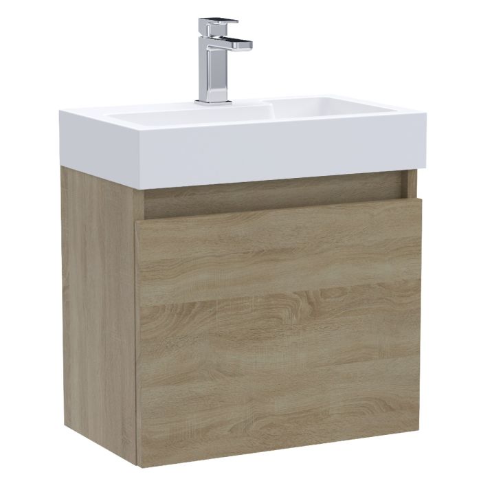 Dezine Ithon 500mm Nithline Natural Oak Stort Hung Vanity Unit