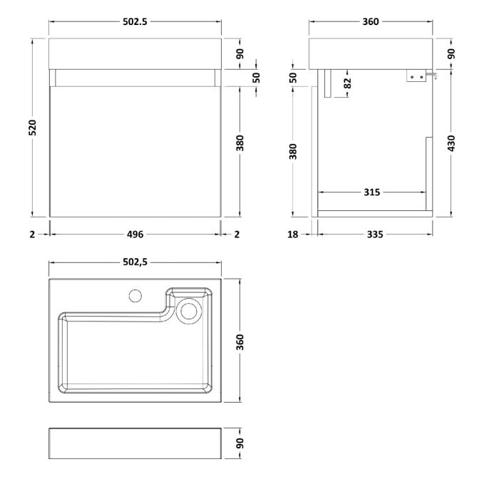 Dezine Ithon 500mm Nu Blue Stort Hung Vanity Unit