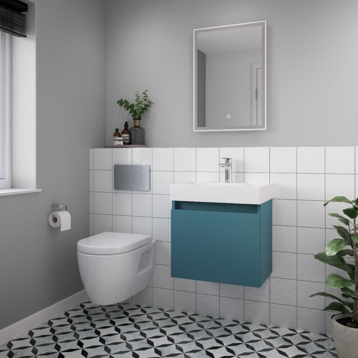 Dezine Ithon 500mm Teal Stort Hung Vanity Unit