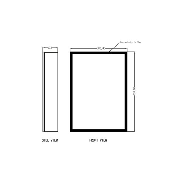 Dezine Kennet Single Door Mirror Cabinet - 500mm X 700mm