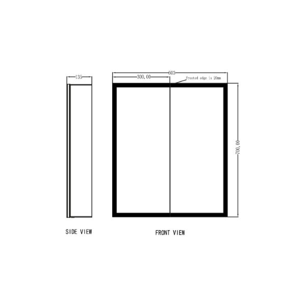 Dezine Kennet Double Door Mirror Cabinet - 600mm X 700mm