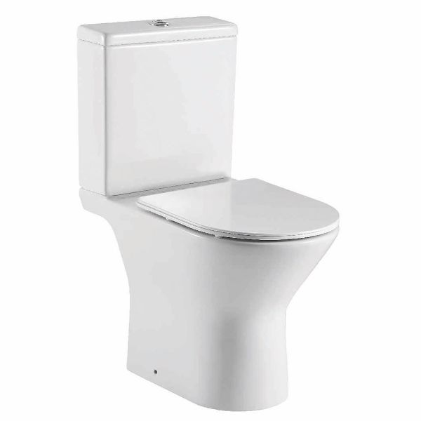 Dezine Lyd Rimless Open Back Close Coupled Toilet with Nith Soft Close Seat