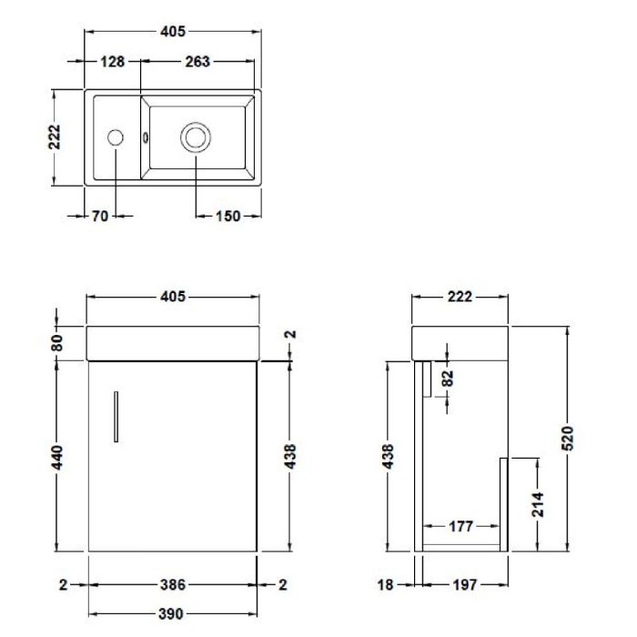 Dezine Zernara 400mm Grey Avola Stort Hung Vanity Unit