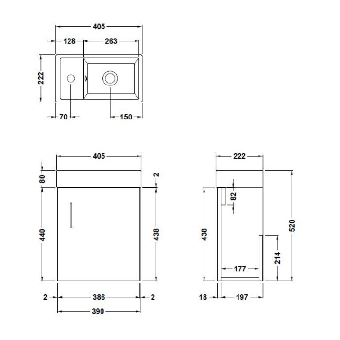 Dezine Zernara 400mm Hacienda Black Stort Hung Vanity Unit