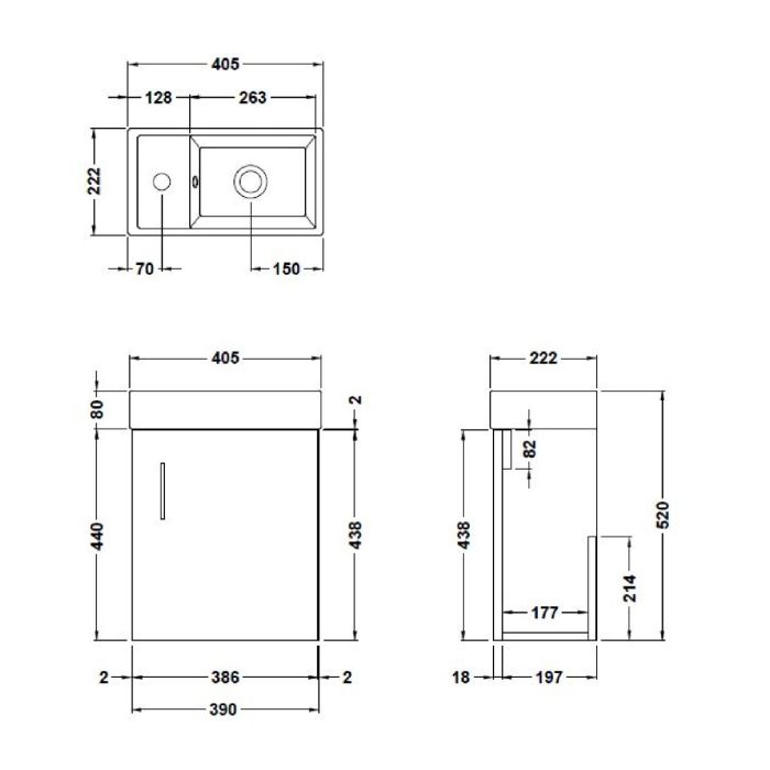 Dezine Zernara 400mm Gloss Grey Stort Hung Vanity Unit