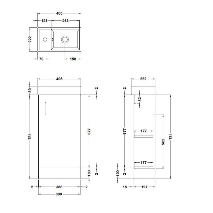 Dezine Zernara 400mm Gloss Grey Floor Standing Vanity Unit