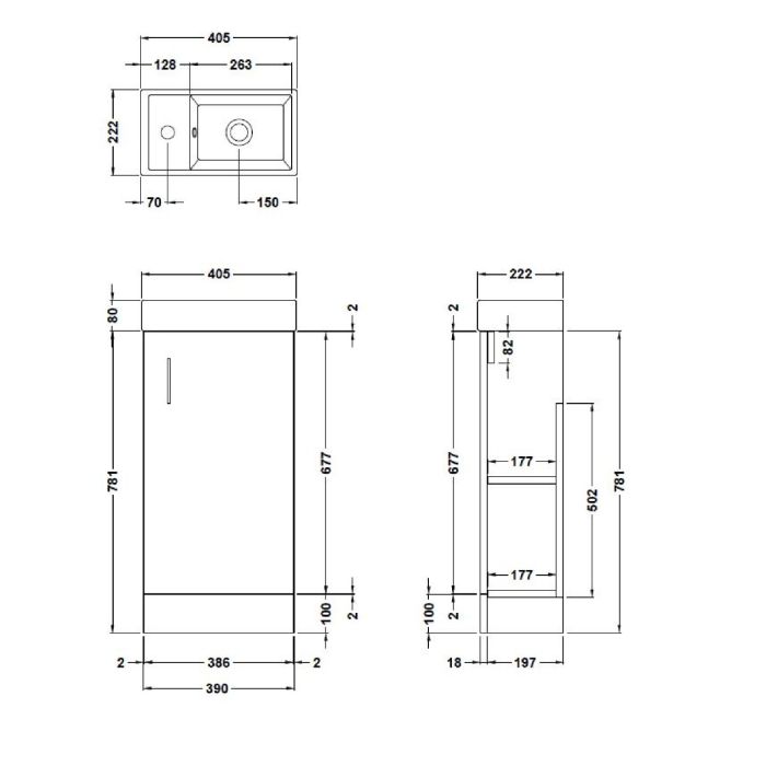 Dezine Zernara 400mm Light Gloss Grey Floor Standing Vanity Unit