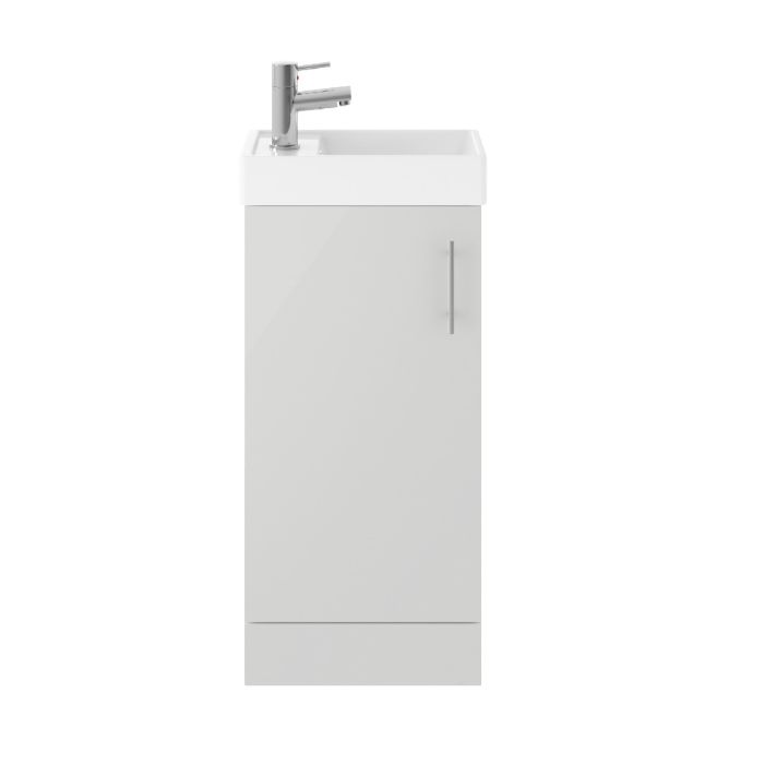 Dezine Zernara 400mm Light Gloss Grey Floor Standing Vanity Unit