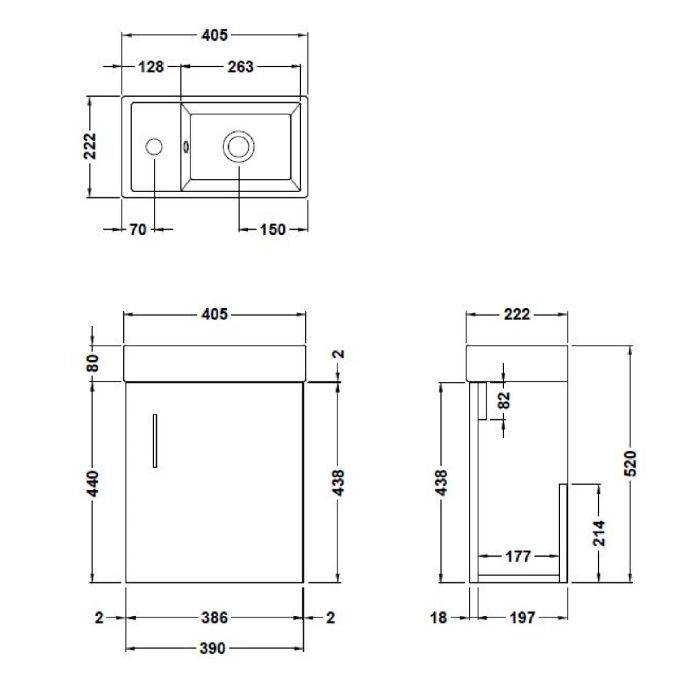 Dezine Zernara 400mm Light Gloss Grey Stort Hung Vanity Unit