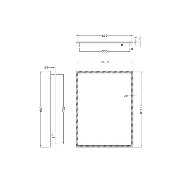 Dezine Leach Led Mirror With Demister Pad And Shaver Socket - 600mm X800mm