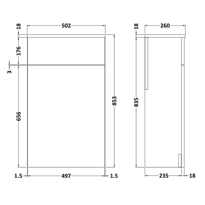 Dezine Nene 500mm Gloss Grey WC Unit