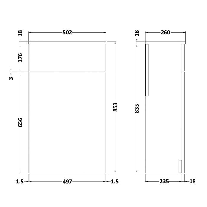 Dezine Nene 500mm Grey Avola WC Unit