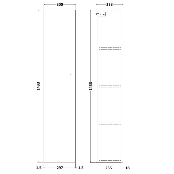 Dezine Avon 2 300mm Light Gloss Grey Tall Unit