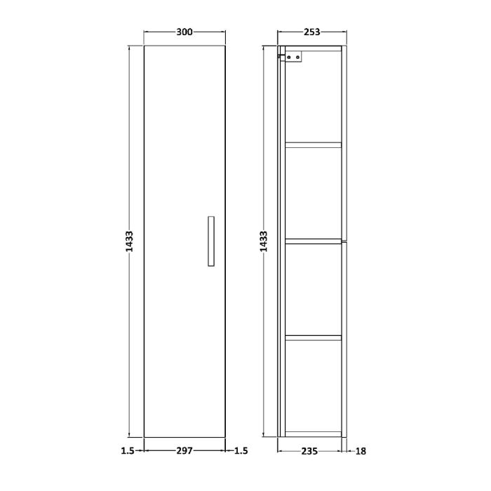 Dezine Avon 2 300mm Gloss White Tall Unit