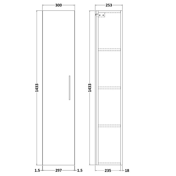 Dezine Avon 2 300mm Satin Green Tall Unit