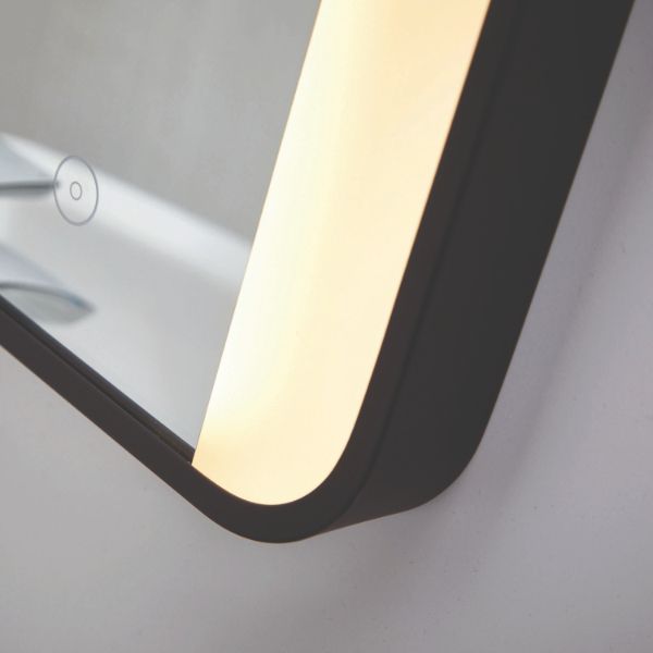 Dezine Lea Soft Square Mirror With Demister And Colour Change - 500mm X 700mm - Matt Black