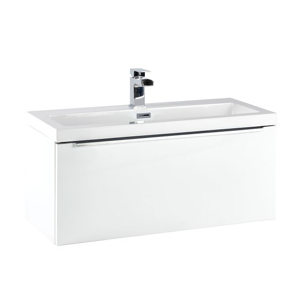 Dezine Balder 800mm Gloss White Stort Hung Vanity Unit