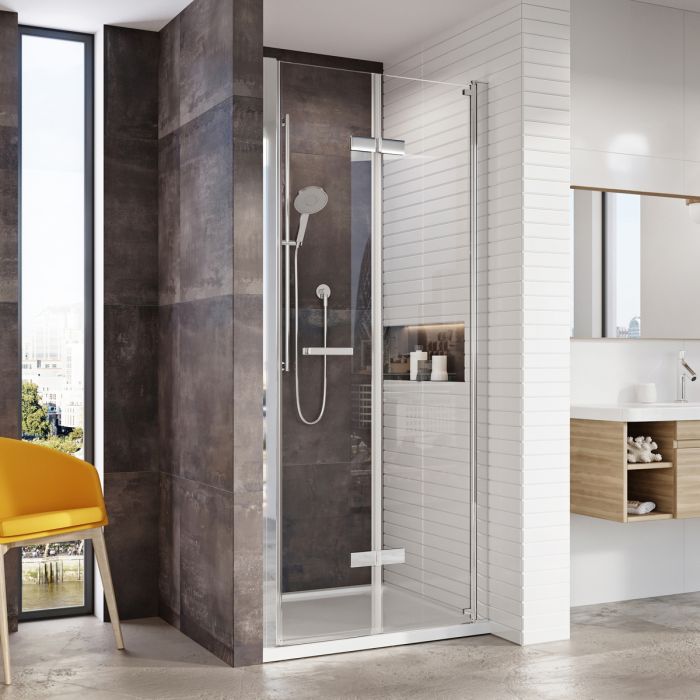 Dezine Pro 8 760mm Frameless 8mm Bi-Fold Shower Door