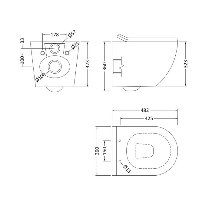 Dezine Alton Pure Stort Hung Toilet with Soft Close Seat