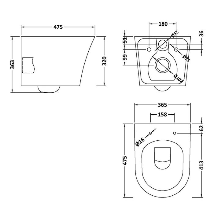 Dezine Alton Stort Hung Toilet with Soft Close Seat