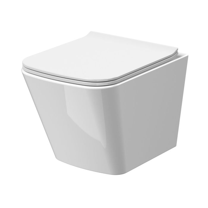 Dezine Cubo Pure Stort Hung Toilet with Soft Close Seat