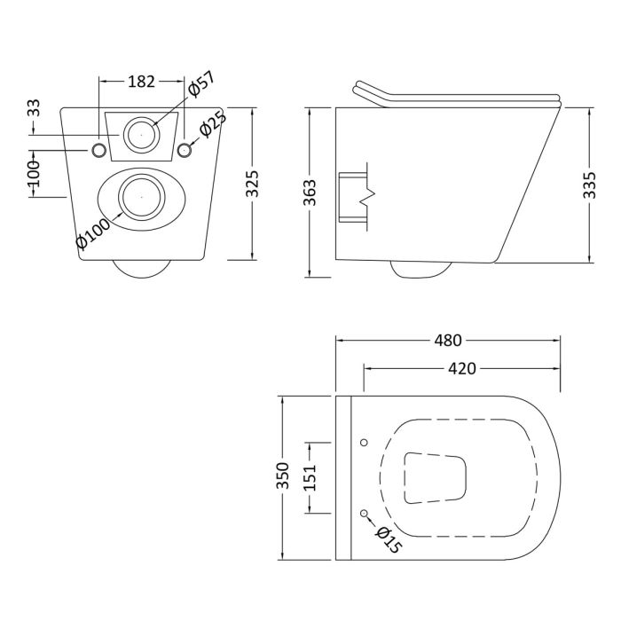 Dezine Cubo Pure Stort Hung Toilet with Soft Close Seat