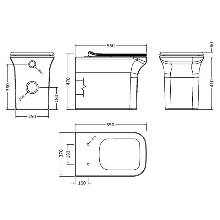 Dezine Cubo Lip Back To Stort Toilet with Soft Close Seat