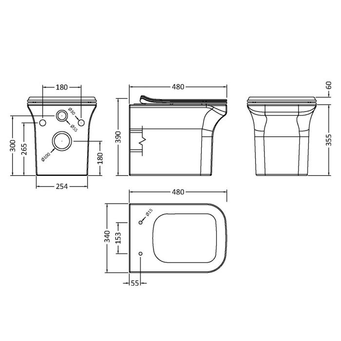 Dezine Cubo Lip Stort Hung Toilet with Soft Close Seat