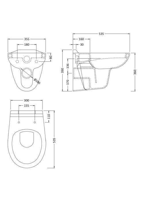 Dezine Dearne Stort Hung Toilet