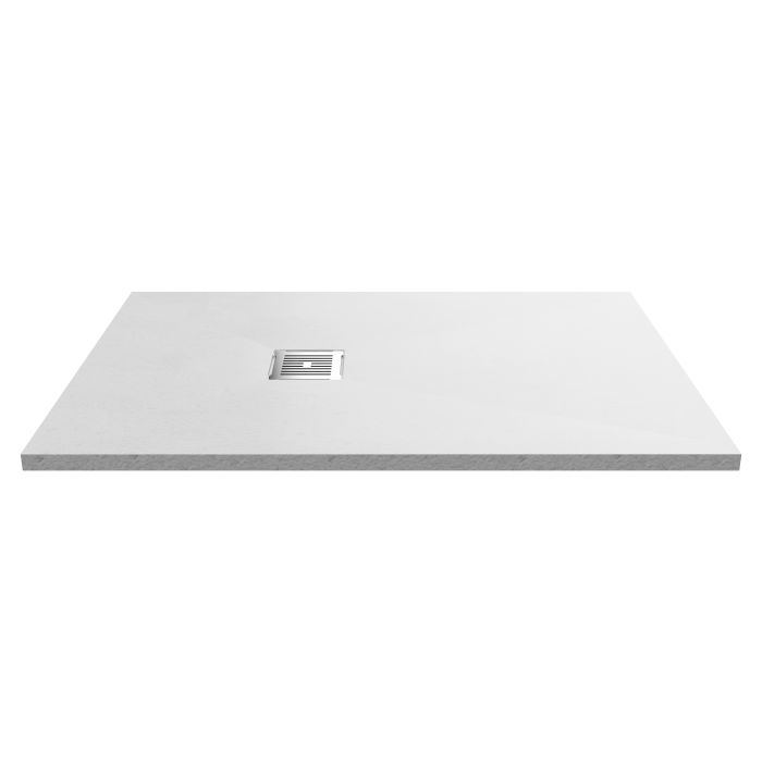 Dezine Rectangular White Slate Shower Tray, Center Waste-1200mm x 800mm