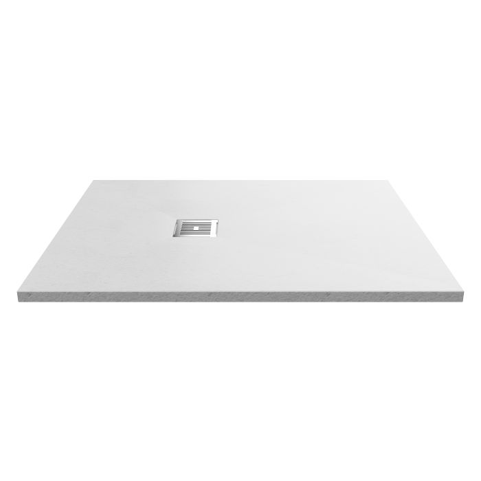 Dezine Rectangular White Slate Shower Tray, Center Waste-1200mm x 900mm