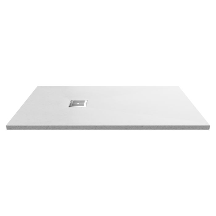 Dezine Rectangular White Slate Shower Tray, Center Waste-1400mm x 800mm