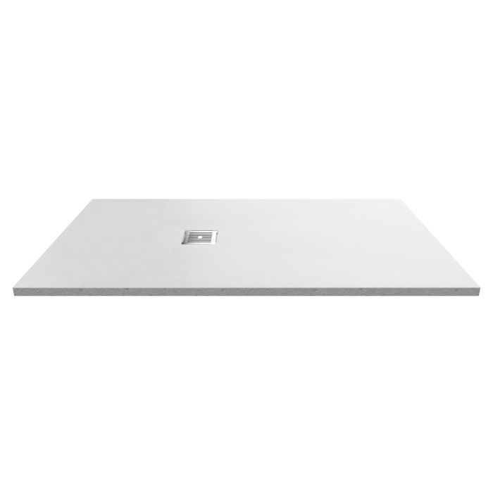 Dezine Rectangular White Slate Shower Tray, Center Waste-1600mm x 900mm