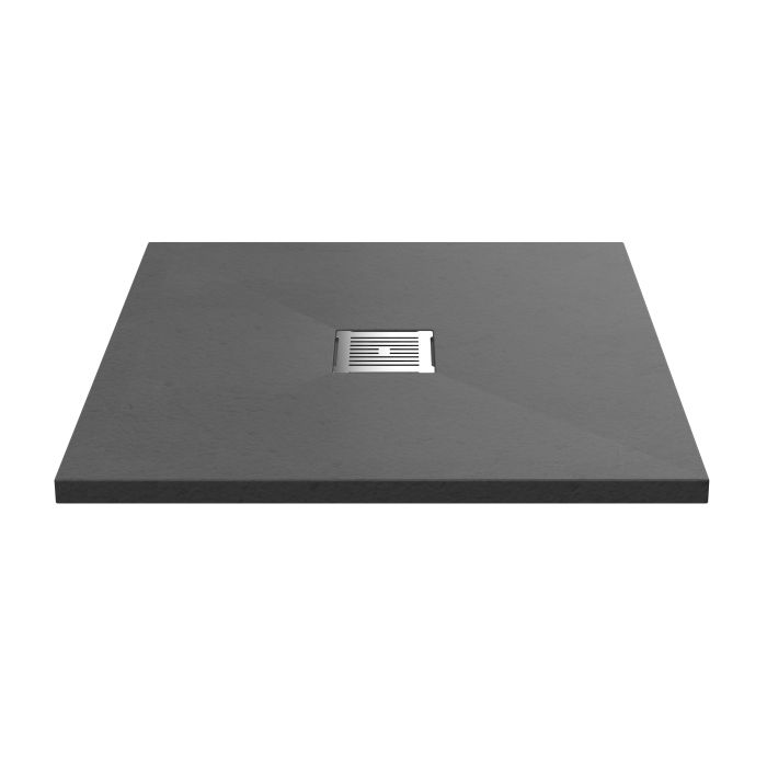 Dezine Square Grey Slate Shower Tray, Center Waste-800mm x 800mm