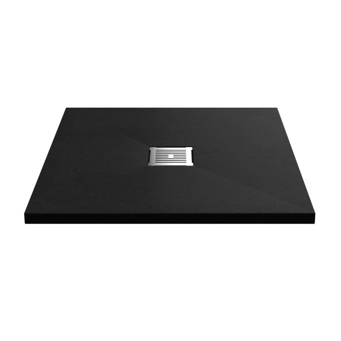 Dezine Square Black Slate Shower Tray, Center Waste-800mm x 800mm