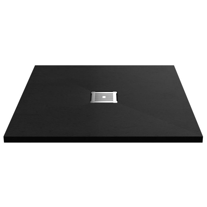 Dezine Square Black Slate Shower Tray, Center Waste-900mm x 900mm