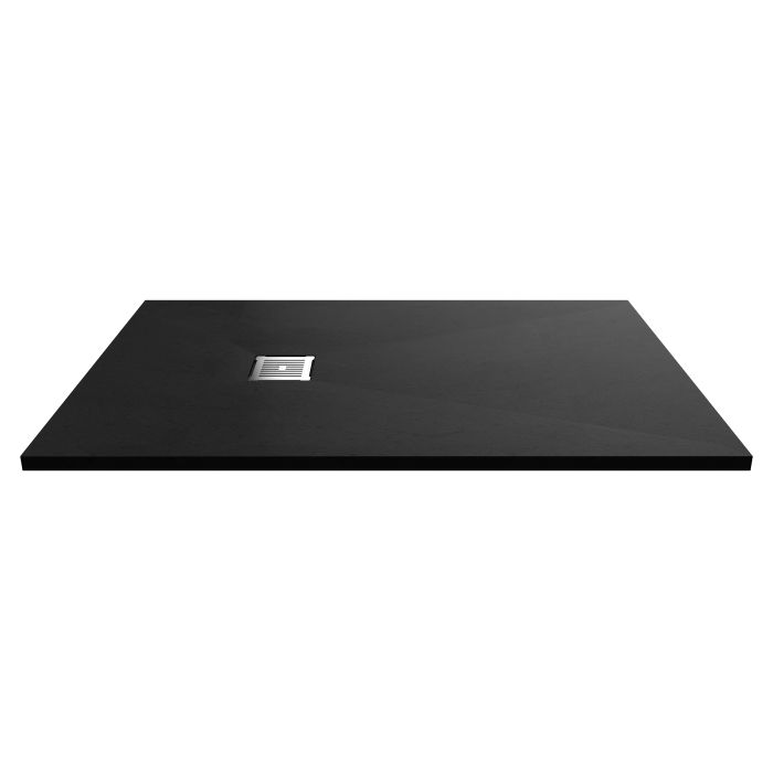 Dezine Rectangular Black Slate Shower Tray, Center Waste-1400mm x 900mm