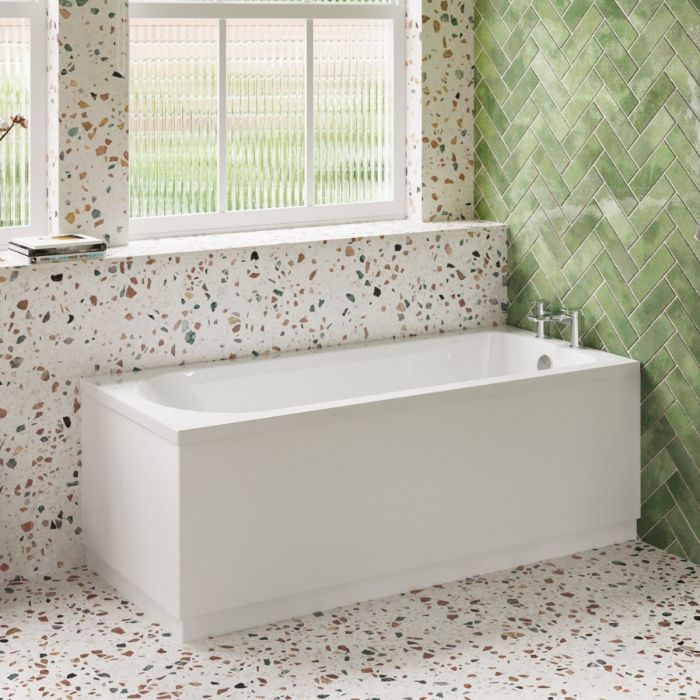 Dezine Alto Bath Pack with Bath and Bollin Brass Screen, Tap, Shower and Panel