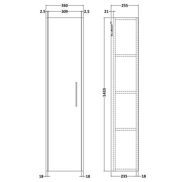 Dezine Almond 350mm Matt Blue Tall Unit