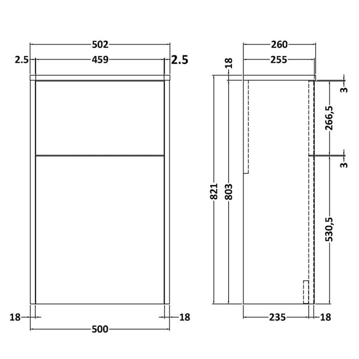 Dezine Almond 500mm Oak Woodgrain WC Unit