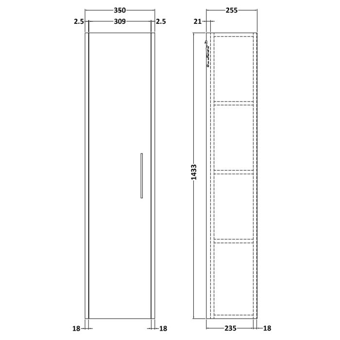 Dezine Almond 350mm Oak Woodgrain Tall Unit